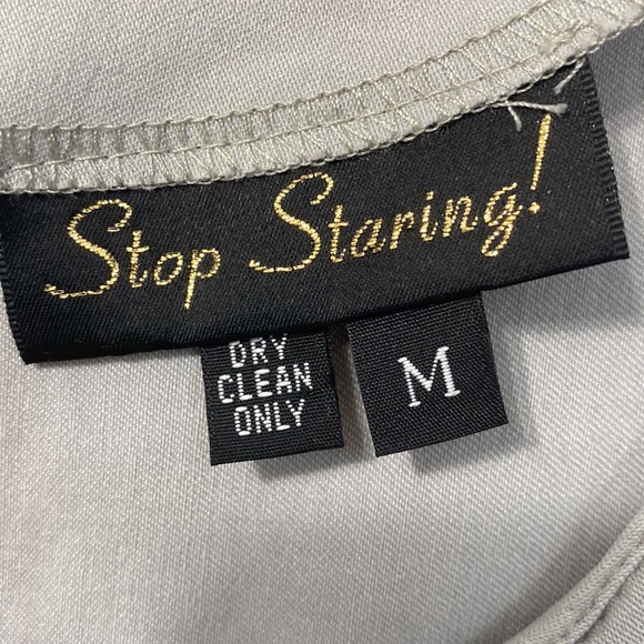 Stop Staring Pencil Dress Ashley Retro Stretch Cap-Sleeve in Dove Gray Size: Med - Picture 3 of 3